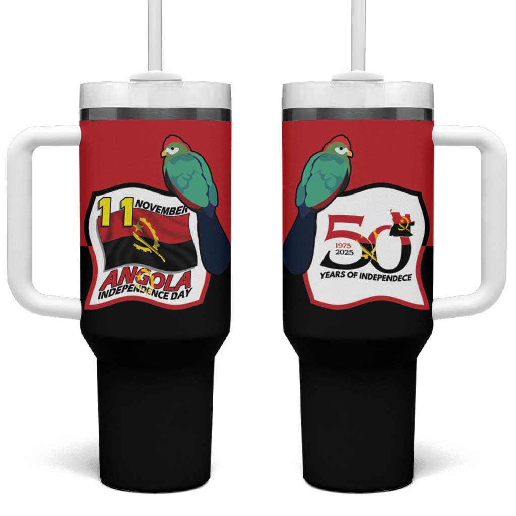 Happy Angola Independence Day Tumbler With Handle With Red-crested Turaco LT15