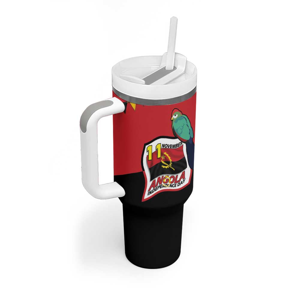Happy Angola Independence Day Tumbler With Handle With Red-crested Turaco LT15