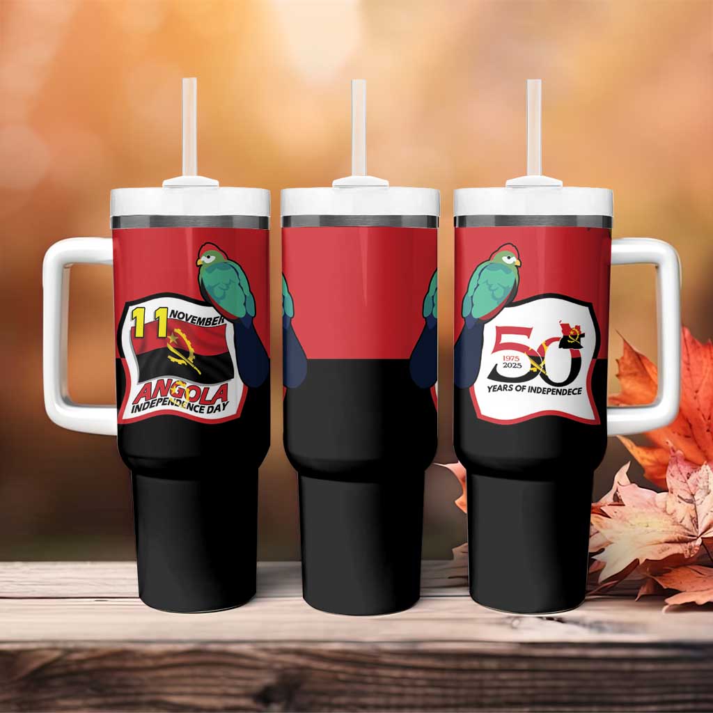 Happy Angola Independence Day Tumbler With Handle With Red-crested Turaco LT15