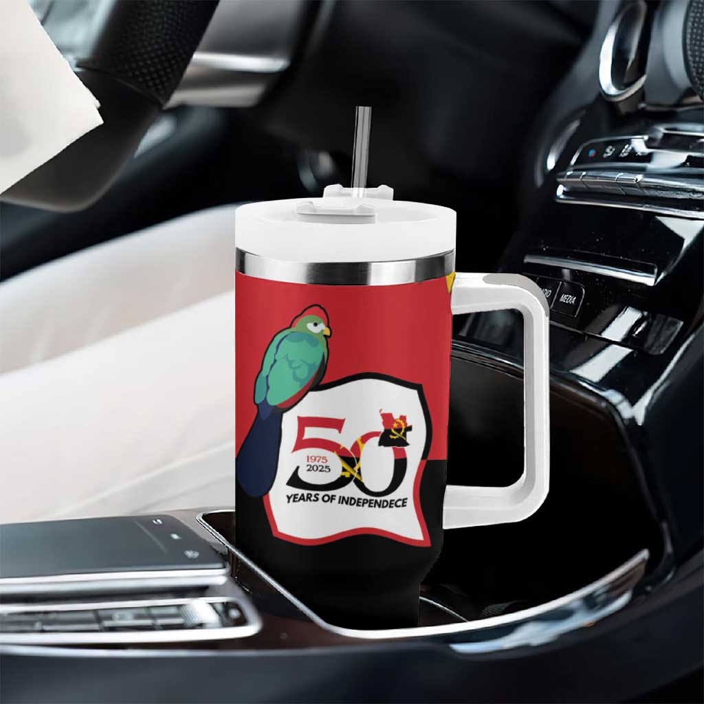 Happy Angola Independence Day Tumbler With Handle With Red-crested Turaco LT15