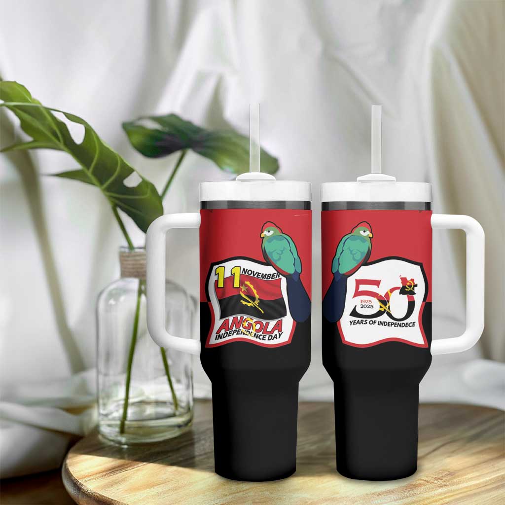 Happy Angola Independence Day Tumbler With Handle With Red-crested Turaco LT15