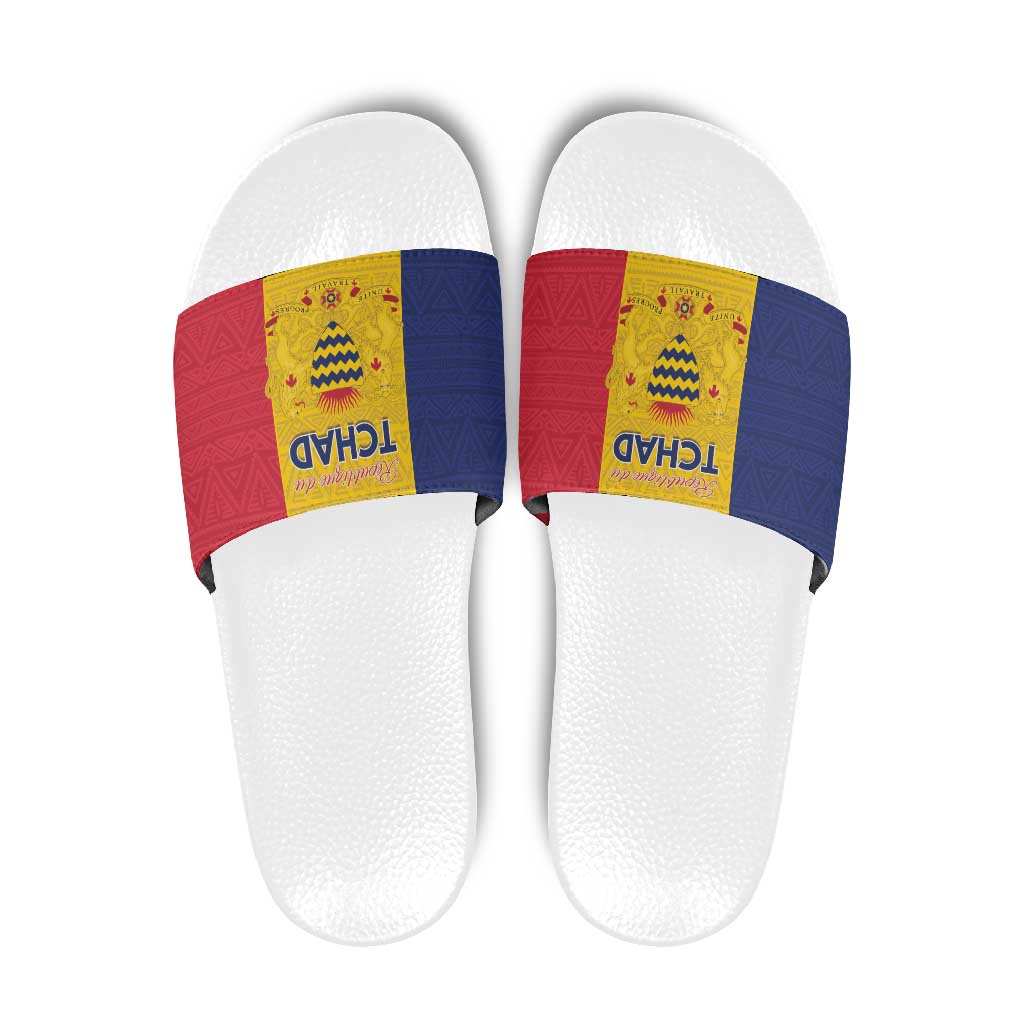 Chad Slide Sandals Coat Of Arms - Flag Style LT15