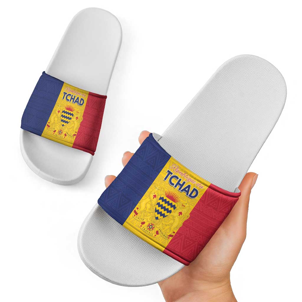Chad Slide Sandals Coat Of Arms - Flag Style LT15