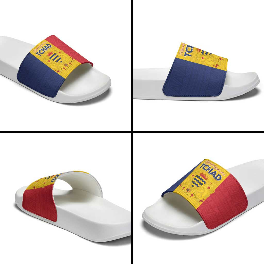 Chad Slide Sandals Coat Of Arms - Flag Style LT15
