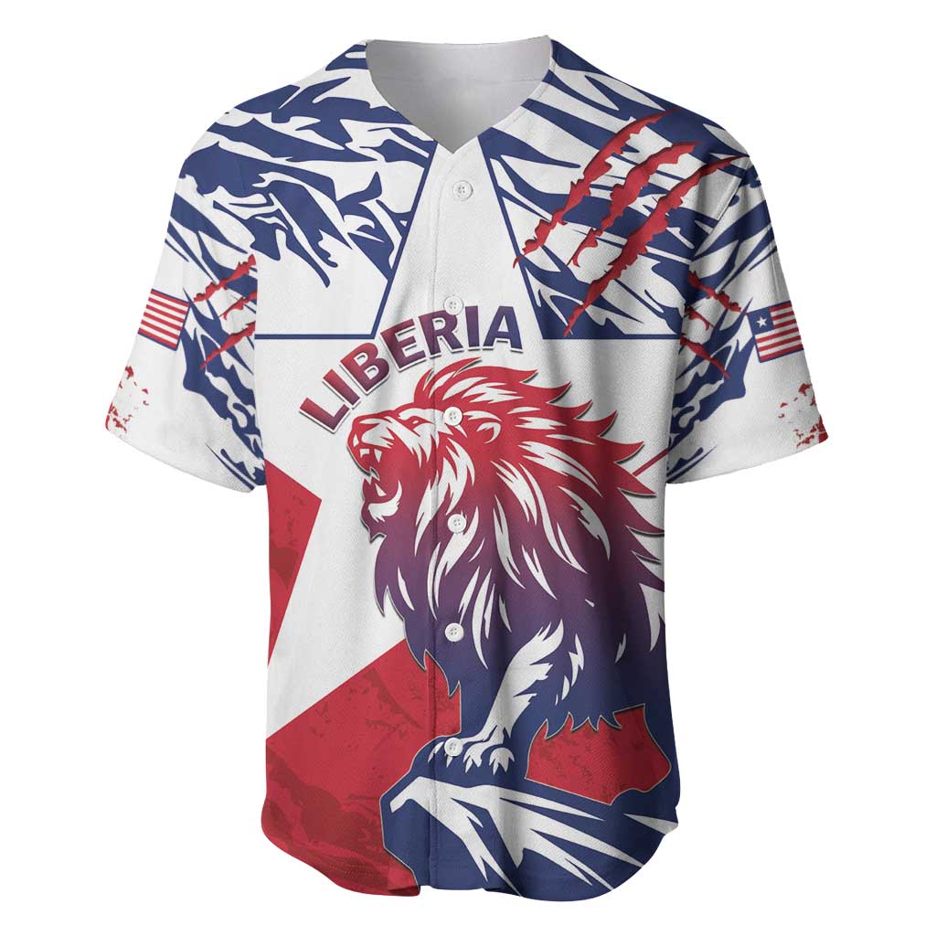 Personalised Afro Liberia Baseball Jersey African King Lion - Grunge Style LT15