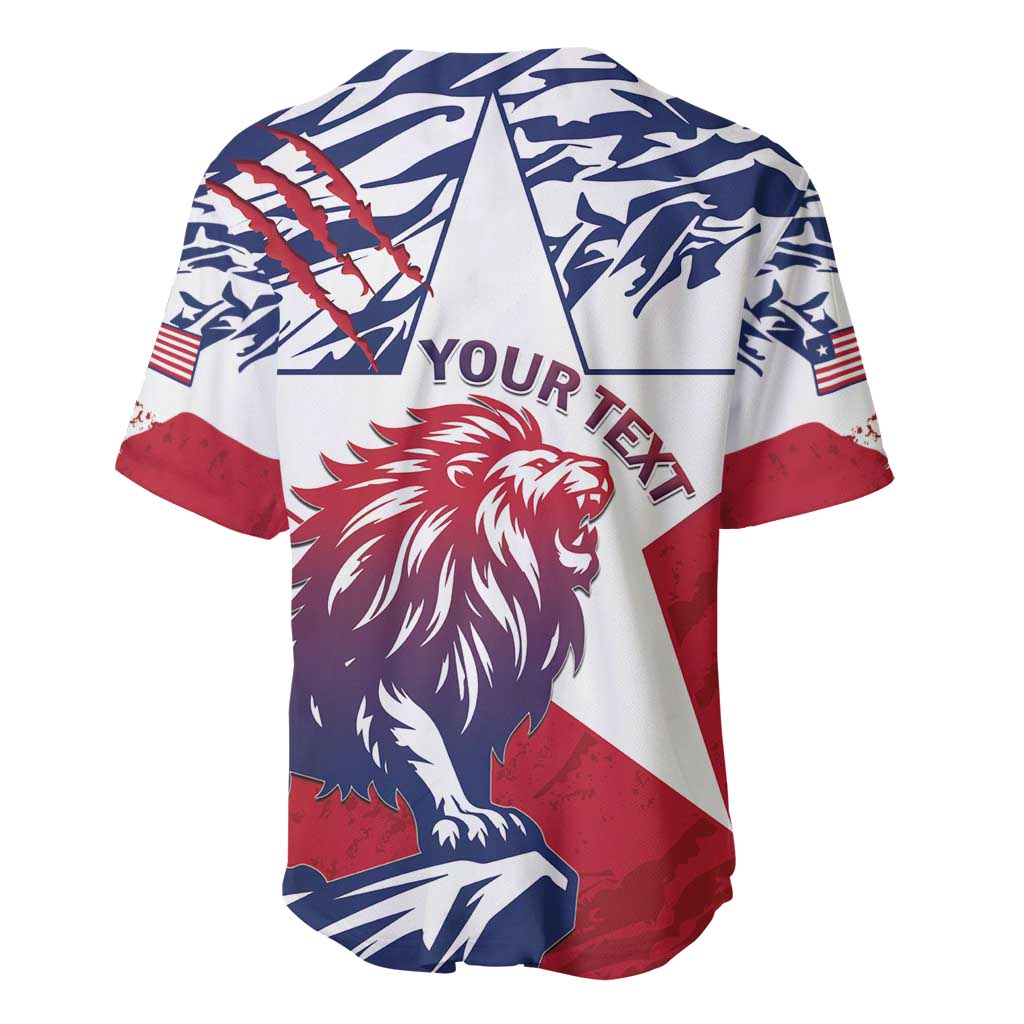 Personalised Afro Liberia Baseball Jersey African King Lion - Grunge Style LT15