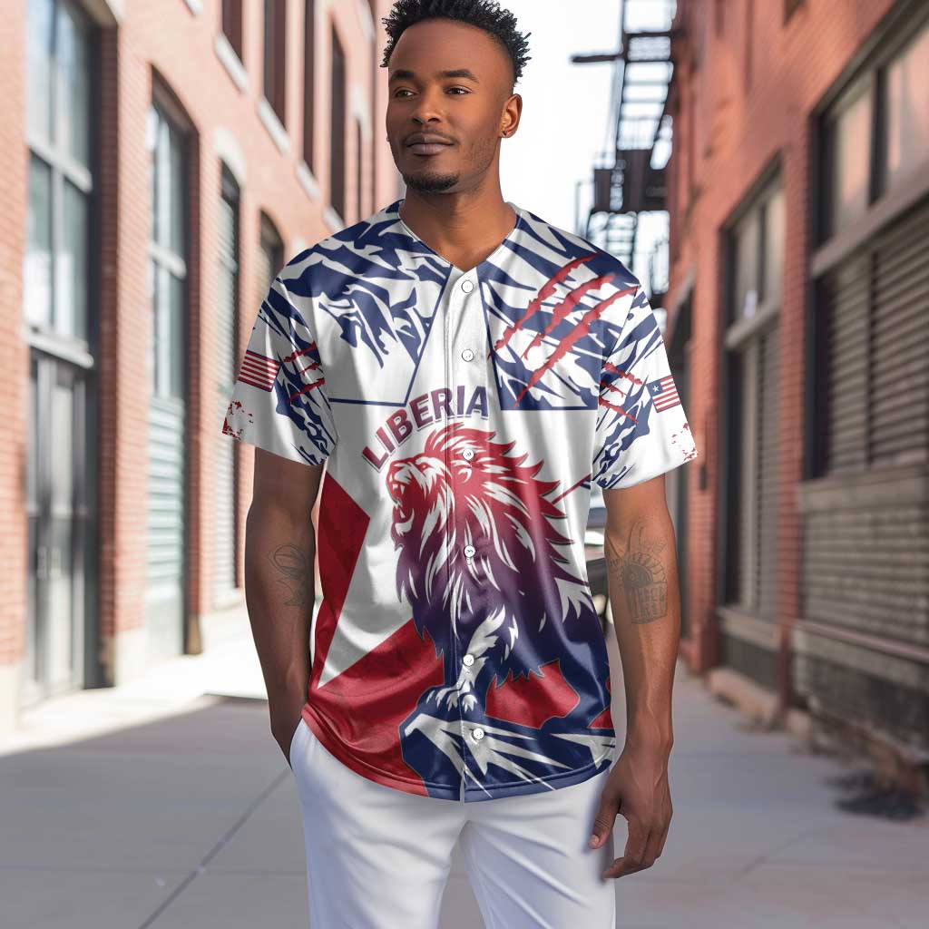 Personalised Afro Liberia Baseball Jersey African King Lion - Grunge Style LT15
