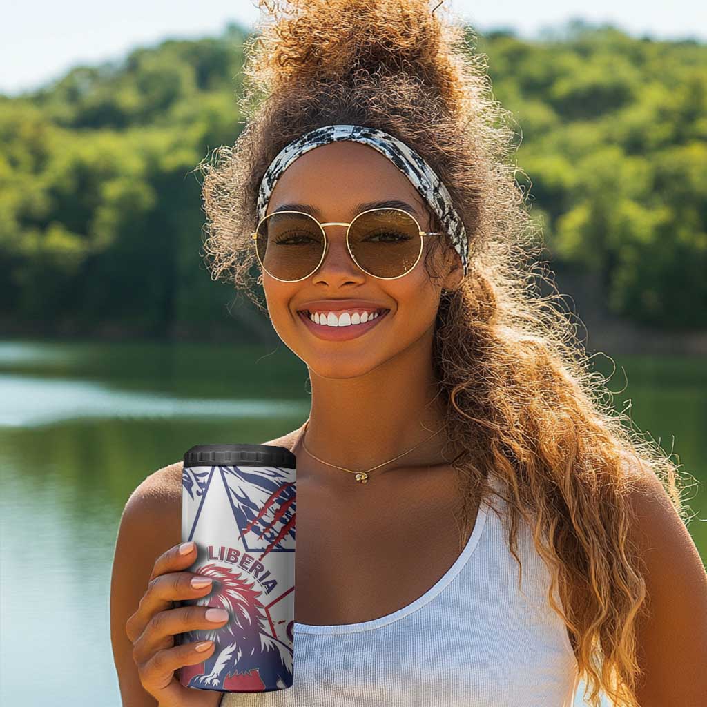 Personalised Afro Liberia 4 in 1 Can Cooler Tumbler African King Lion - Grunge Style LT15