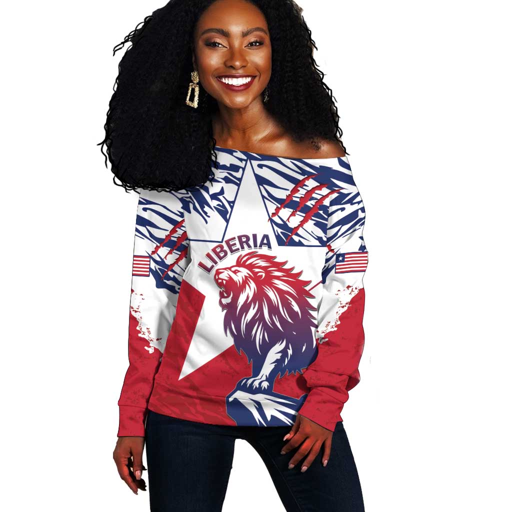 Personalised Afro Liberia Off Shoulder Sweater African King Lion - Grunge Style LT15