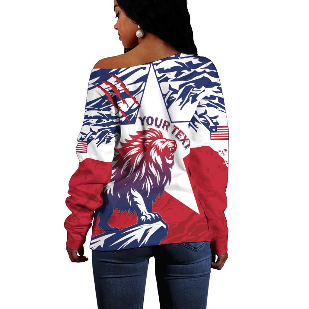 Personalised Afro Liberia Off Shoulder Sweater African King Lion - Grunge Style LT15