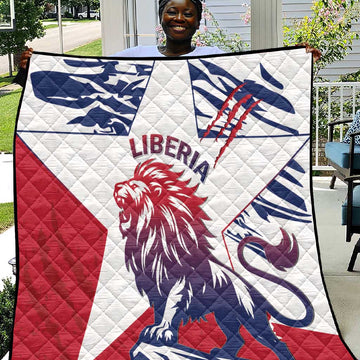 Personalised Afro Liberia Quilt African King Lion - Grunge Style LT15