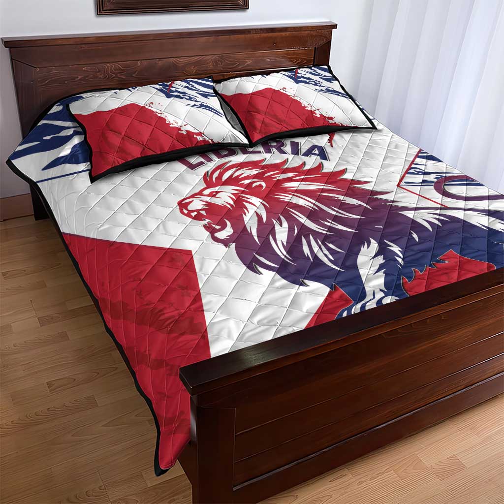 Personalised Afro Liberia Quilt Bed Set African King Lion - Grunge Style LT15