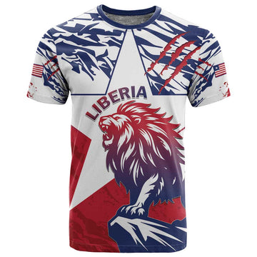 Personalised Afro Liberia T shirt African King Lion - Grunge Style LT15