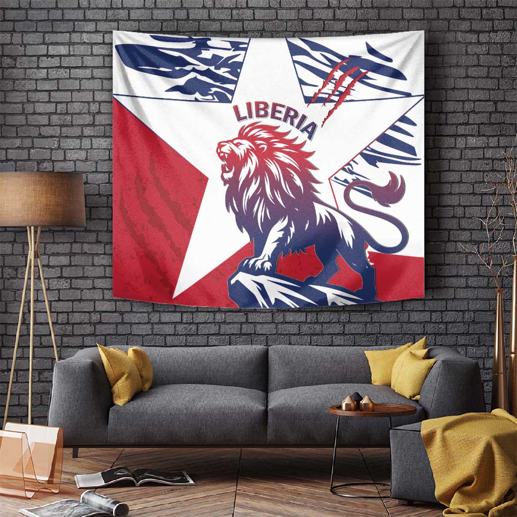 Personalised Afro Liberia Tapestry African King Lion - Grunge Style LT15