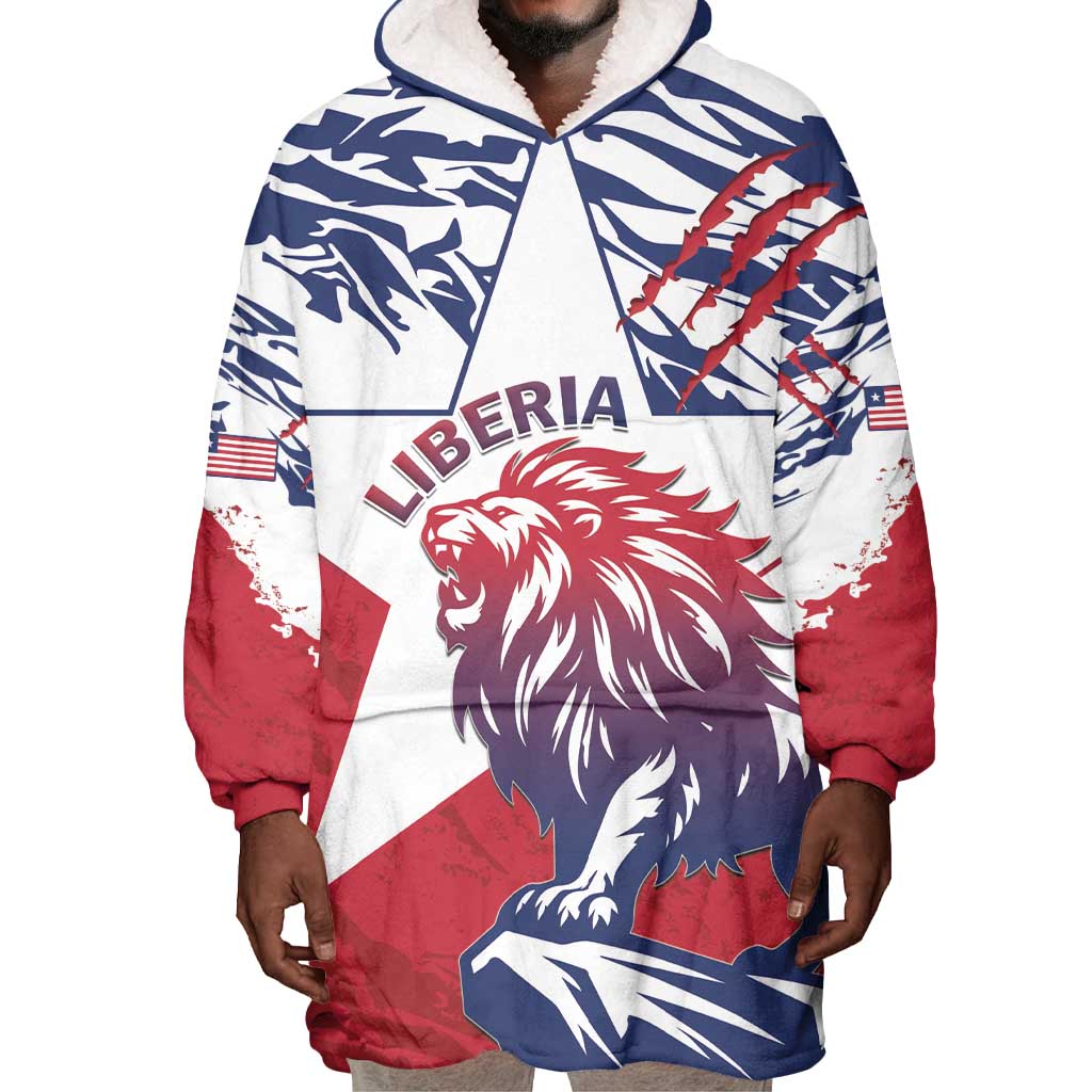 Personalised Afro Liberia Wearable Blanket Hoodie African King Lion - Grunge Style LT15