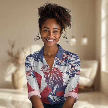 Personalised Afro Liberia Women Casual Shirt African King Lion - Grunge Style LT15
