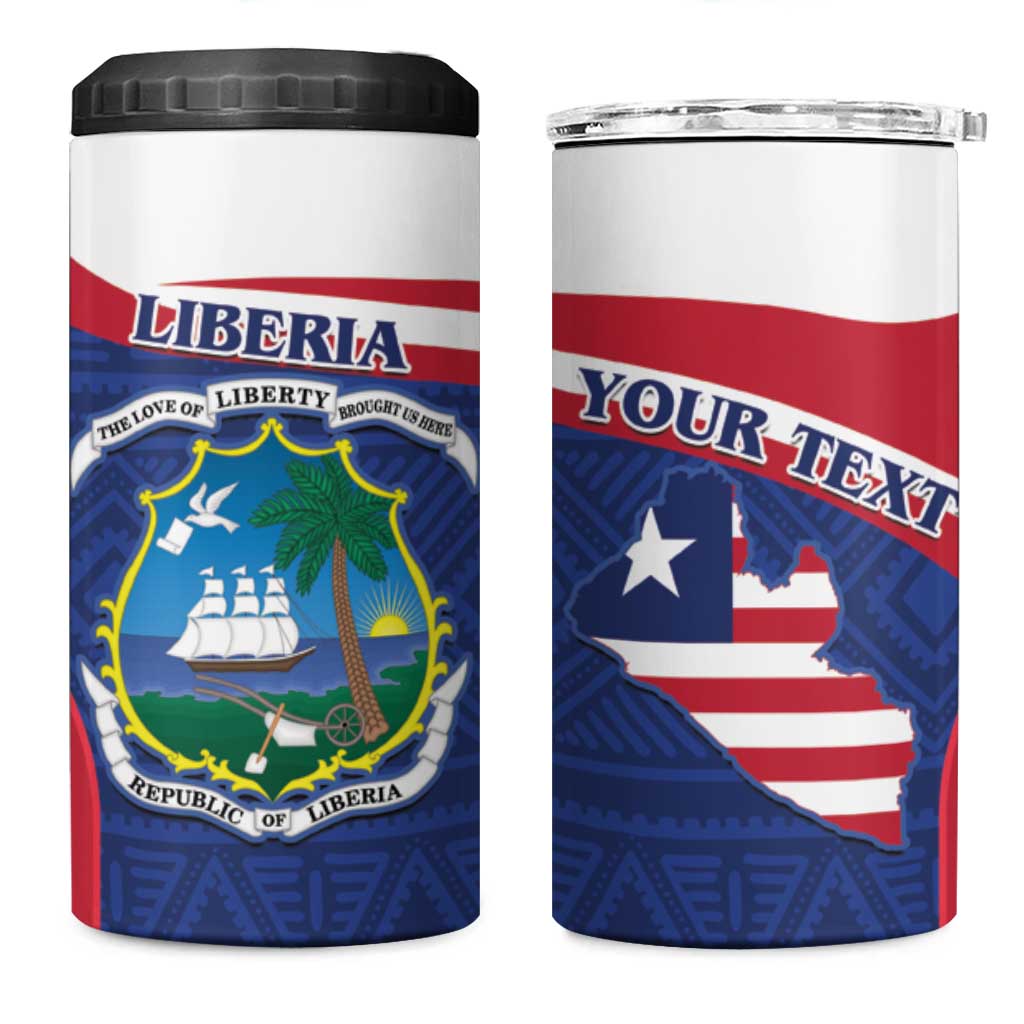 Personalised Liberia African 4 in 1 Can Cooler Tumbler Coat Of Arms Flag LT15