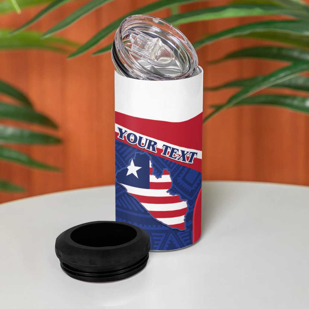 Personalised Liberia African 4 in 1 Can Cooler Tumbler Coat Of Arms Flag LT15