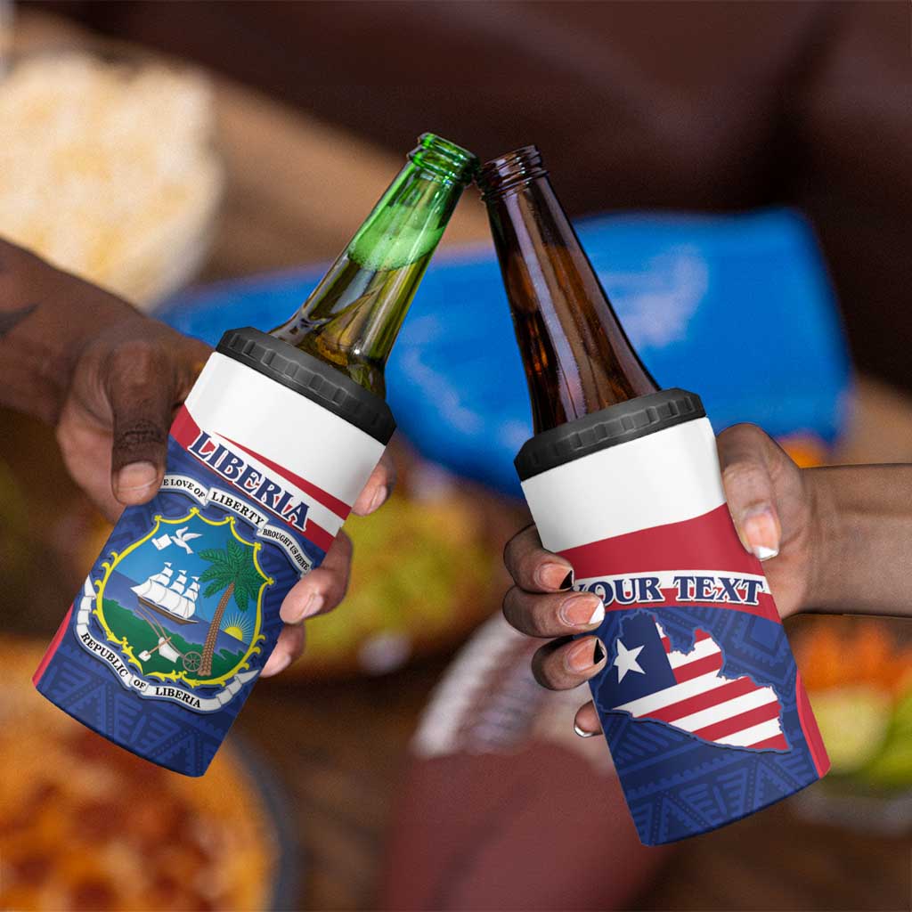 Personalised Liberia African 4 in 1 Can Cooler Tumbler Coat Of Arms Flag LT15