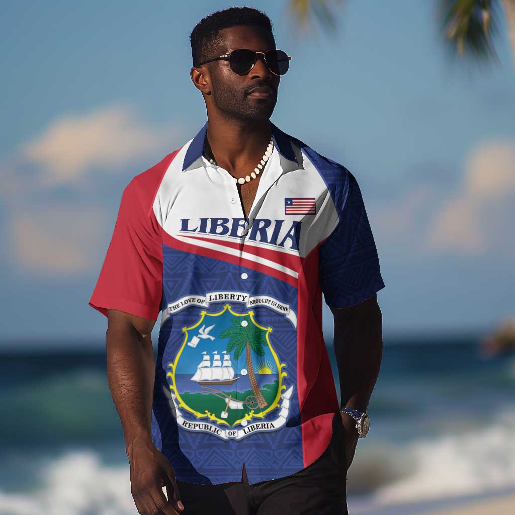 Personalised Liberia African Hawaiian Shirt Coat Of Arms Flag LT15