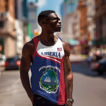 Personalised Liberia African Men Tank Top Coat Of Arms Flag LT15