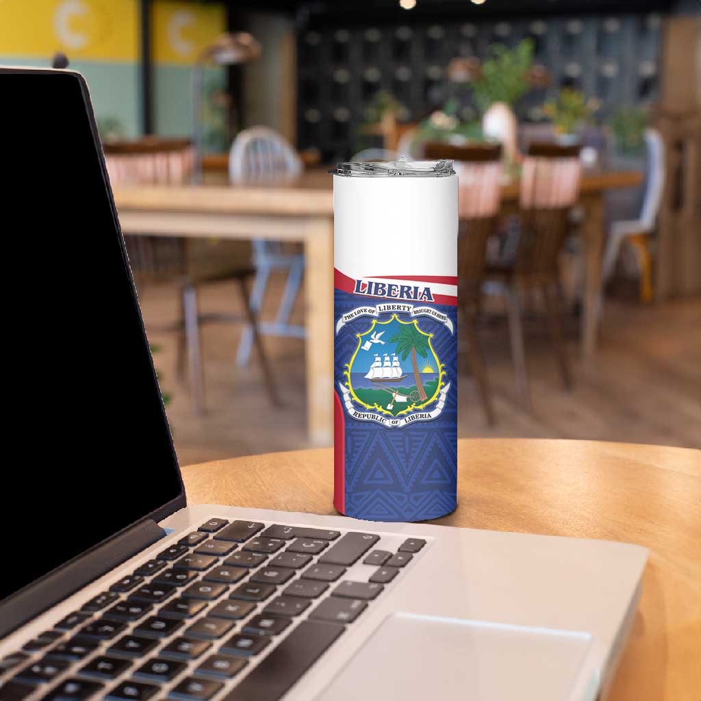 Personalised Liberia African Skinny Tumbler Coat Of Arms Flag LT15