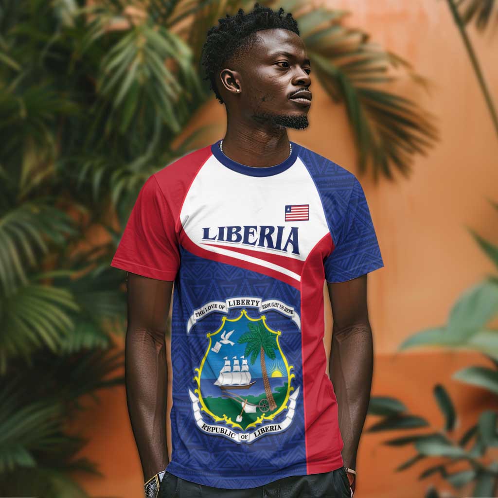 Personalised Liberia African T shirt Coat Of Arms Flag LT15