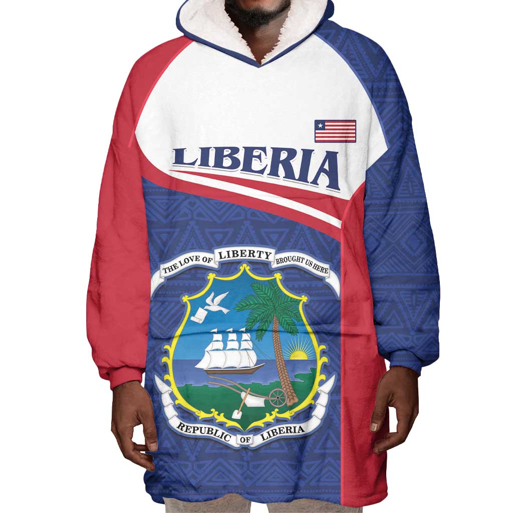Personalised Liberia African Wearable Blanket Hoodie Coat Of Arms Flag LT15