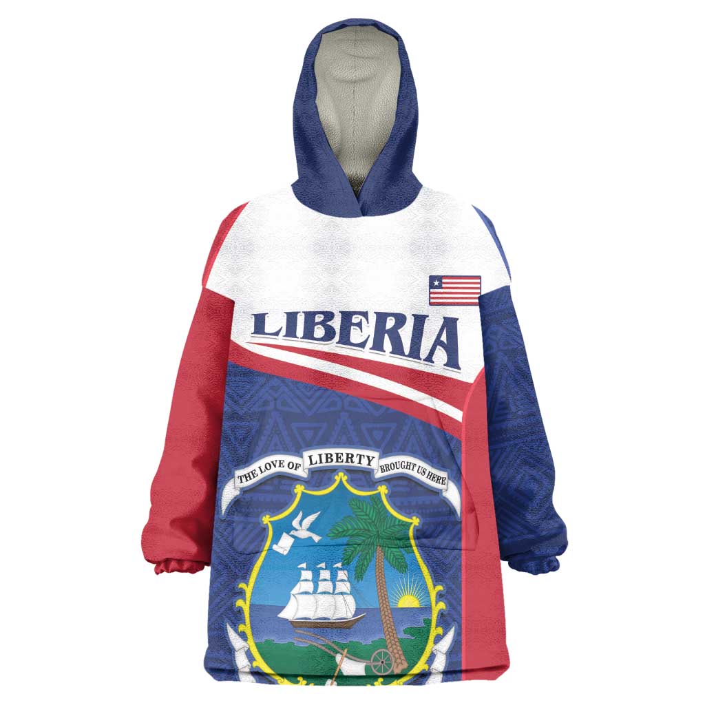 Personalised Liberia African Wearable Blanket Hoodie Coat Of Arms Flag LT15