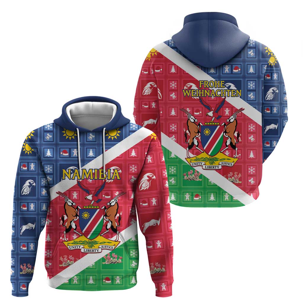 Namibia Christmas Hoodie Coat Of Arms Frohe Weihnachten LT15