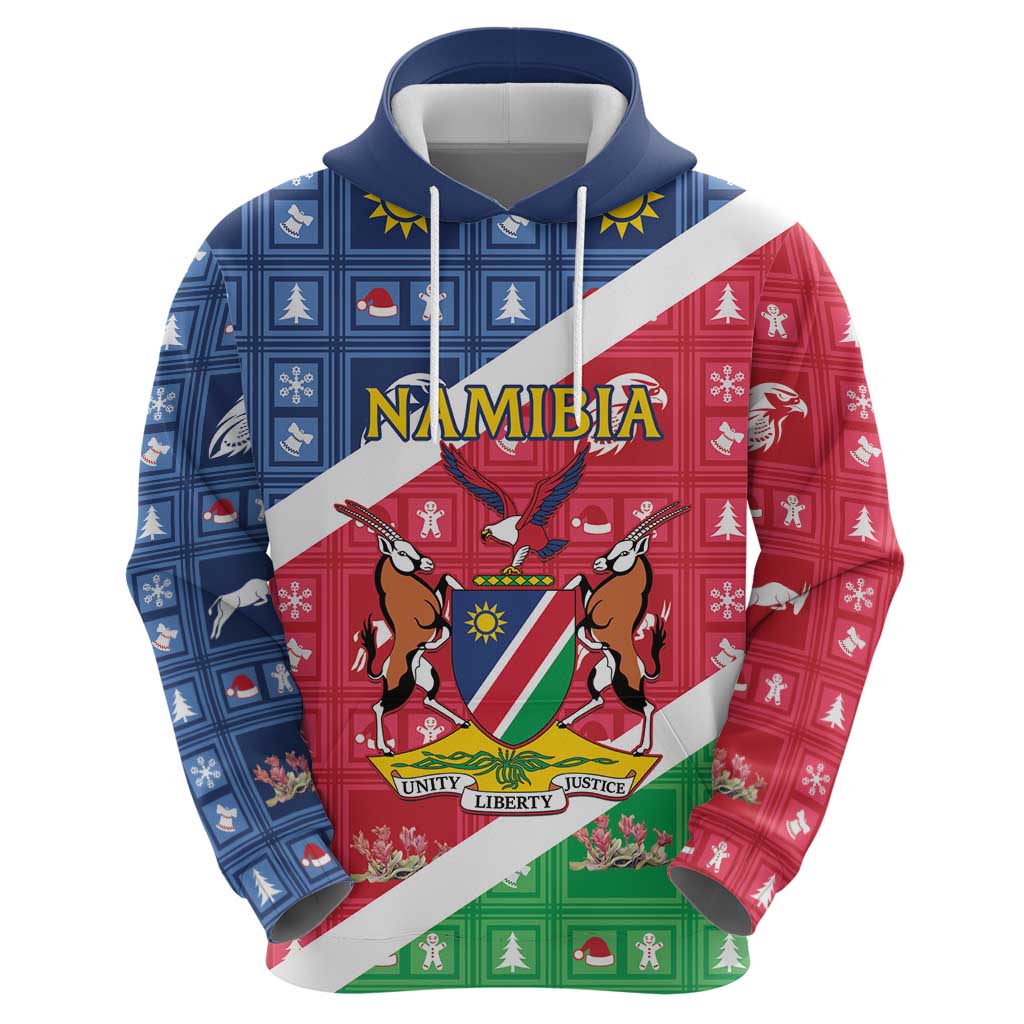 Namibia Christmas Hoodie Coat Of Arms Frohe Weihnachten LT15