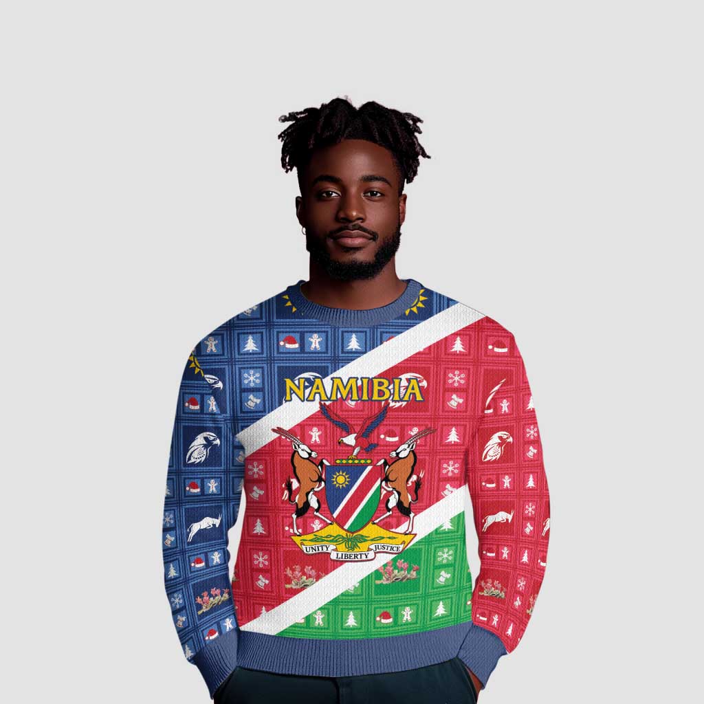 Afro Namibia Ugly Christmas Sweater Coat Of Arms Christmas Style LT15