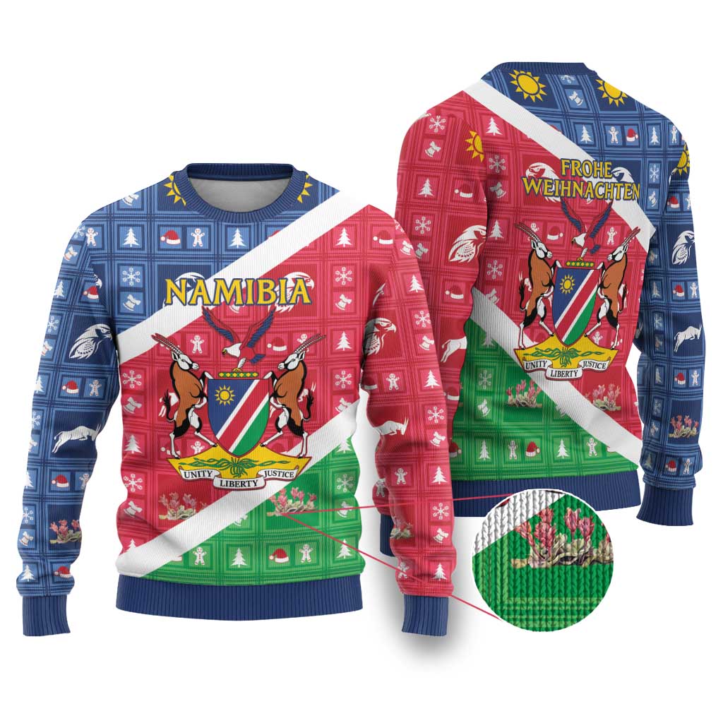 Afro Namibia Ugly Christmas Sweater Coat Of Arms Christmas Style LT15