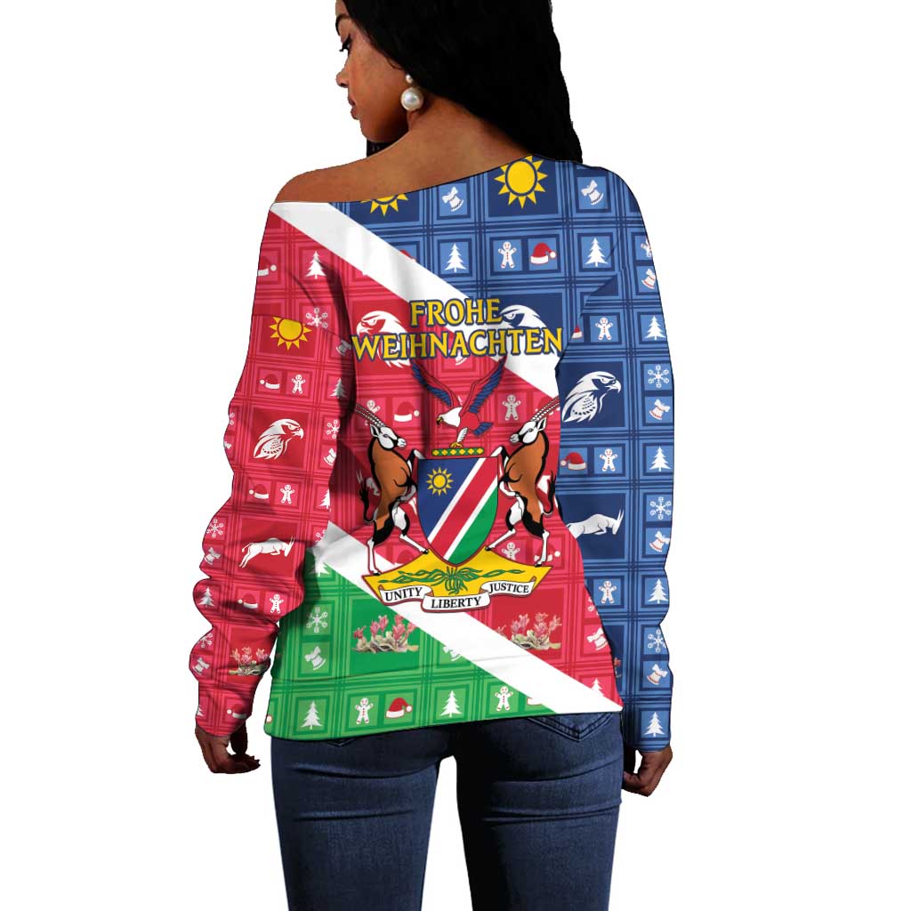 Afro Namibia Off Shoulder Sweater Coat Of Arms Christmas Style LT15