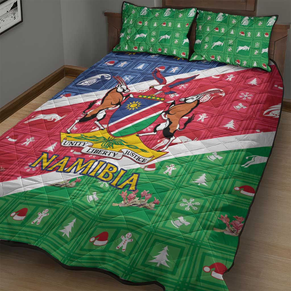 Afro Namibia Quilt Bed Set Coat Of Arms Christmas Style LT15