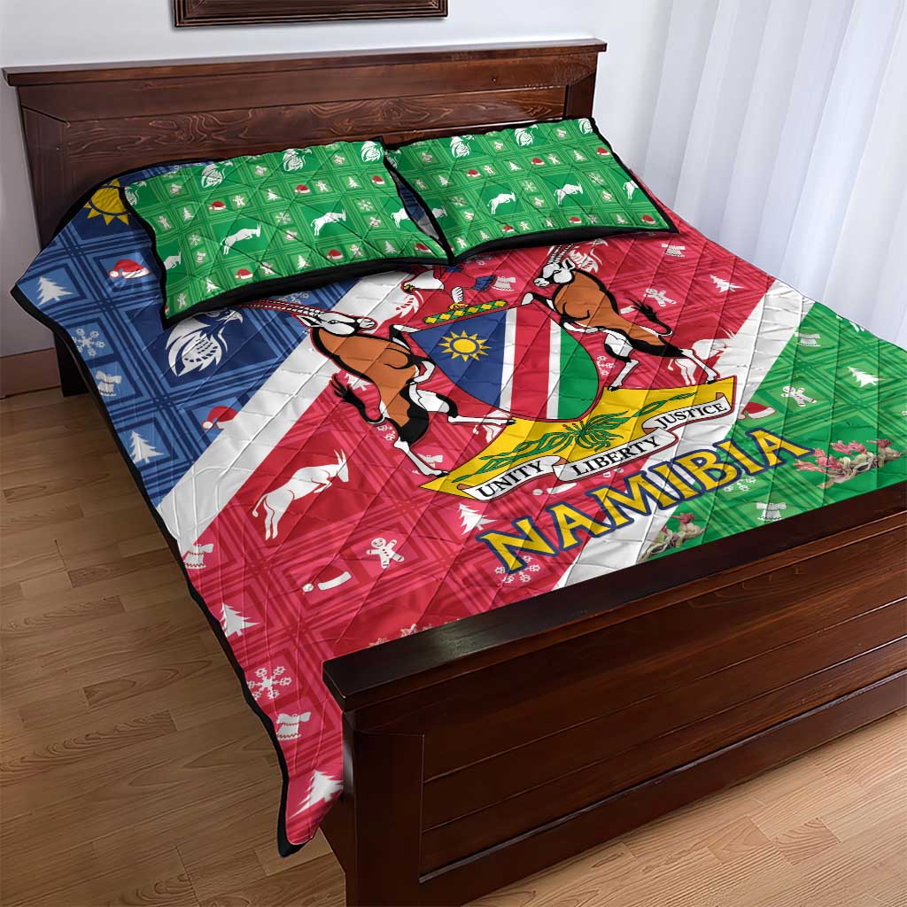 Afro Namibia Quilt Bed Set Coat Of Arms Christmas Style LT15