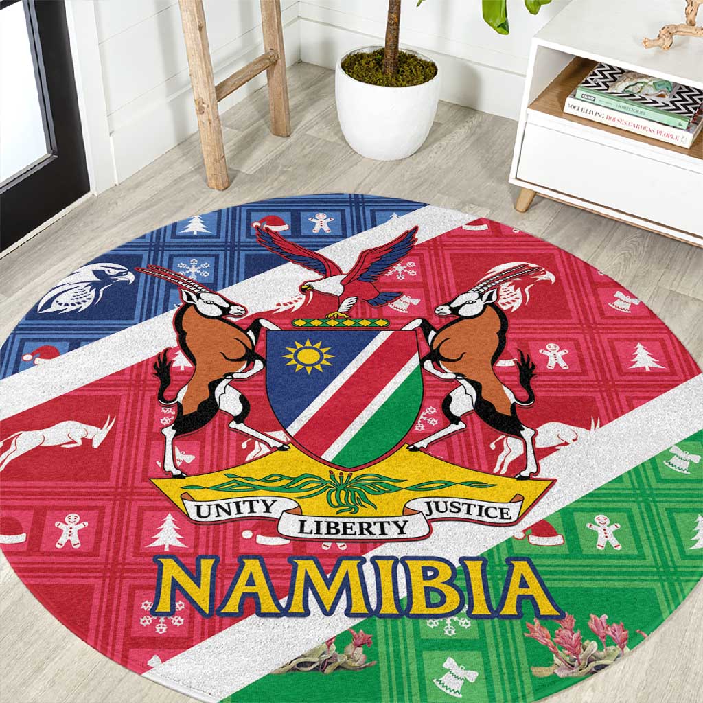 Afro Namibia Round Carpet Coat Of Arms Christmas Style LT15