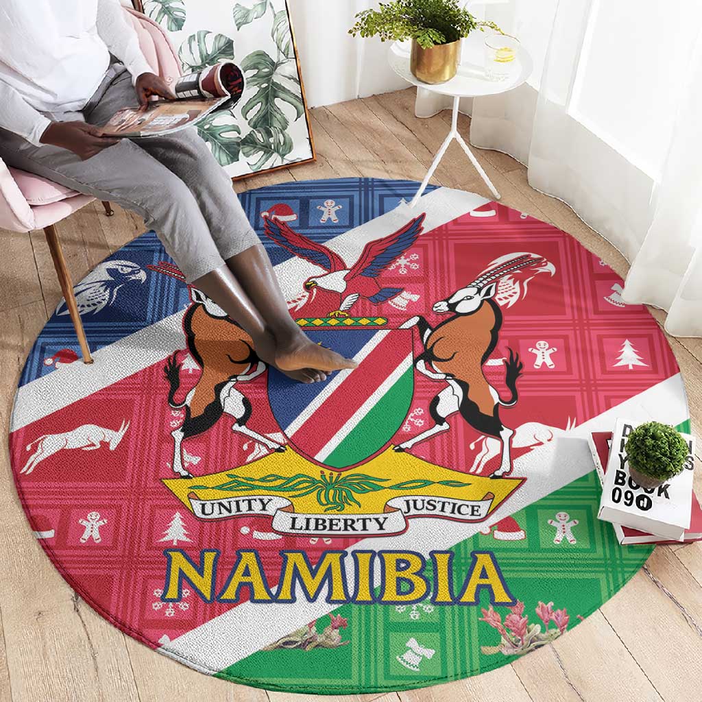 Afro Namibia Round Carpet Coat Of Arms Christmas Style LT15