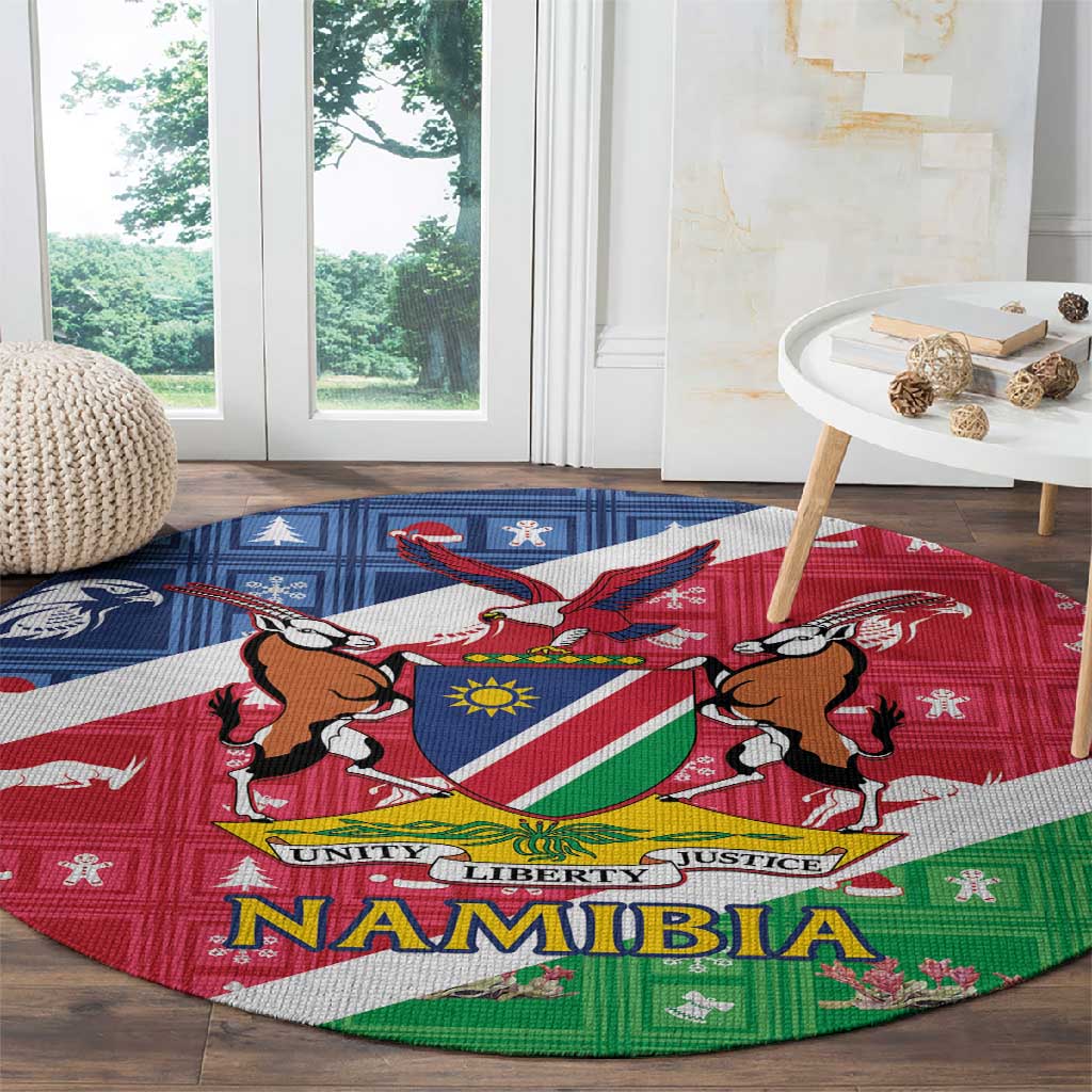 Afro Namibia Round Carpet Coat Of Arms Christmas Style LT15