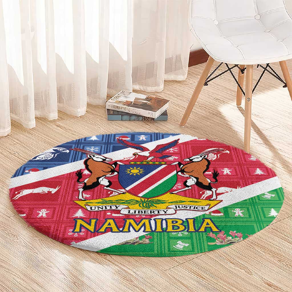 Afro Namibia Round Carpet Coat Of Arms Christmas Style LT15