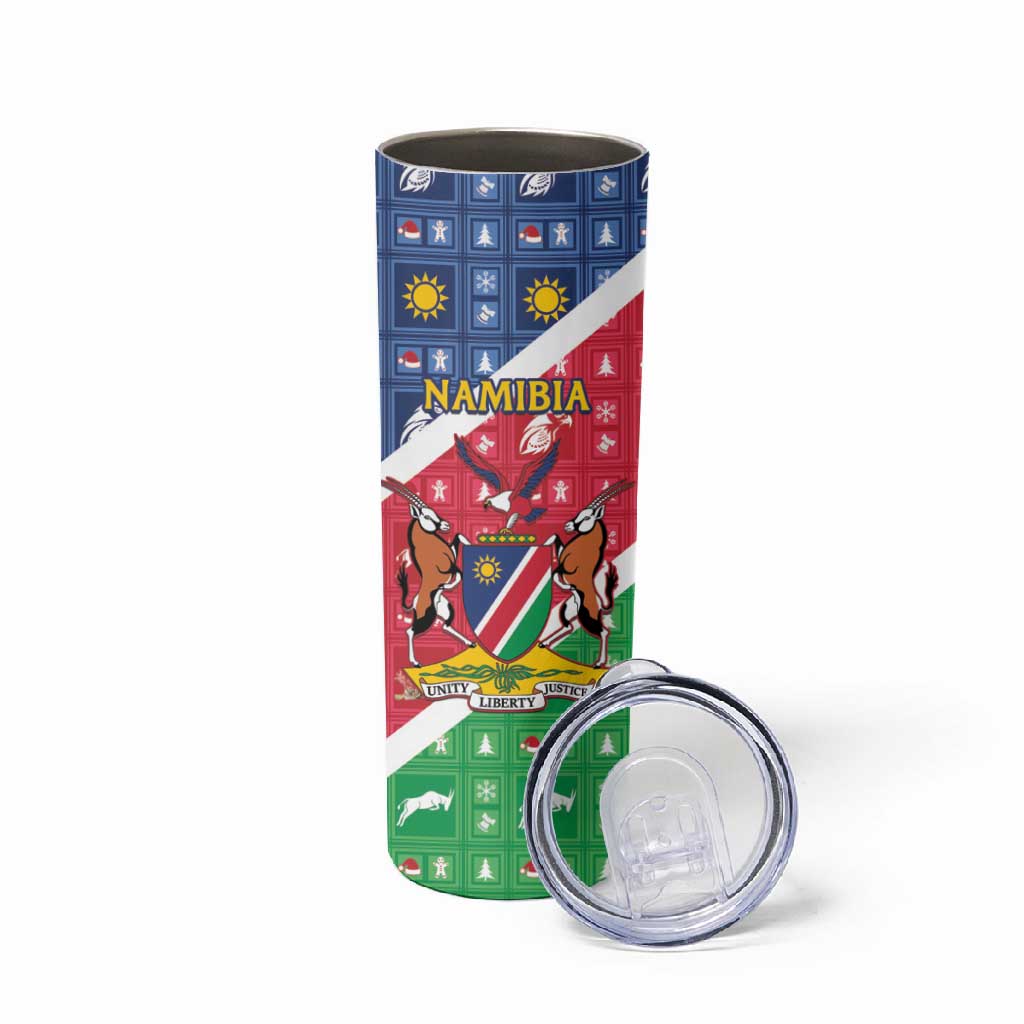 Afro Namibia Skinny Tumbler Coat Of Arms Christmas Style LT15