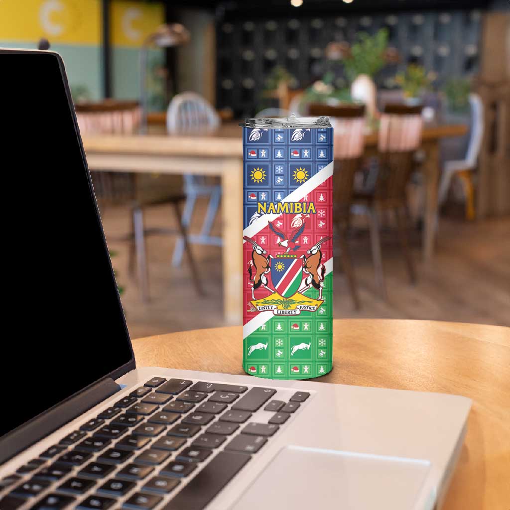 Afro Namibia Skinny Tumbler Coat Of Arms Christmas Style LT15