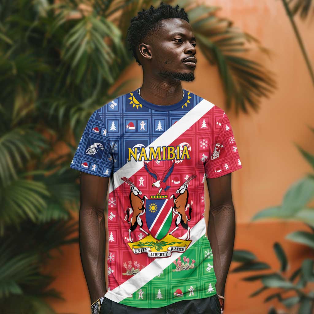 Afro Namibia T shirt Coat Of Arms Christmas Style LT15