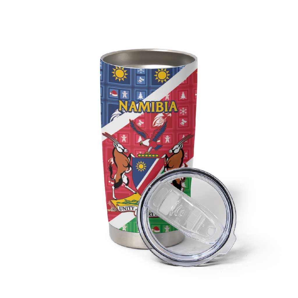 Afro Namibia Tumbler Cup Coat Of Arms Christmas Style LT15