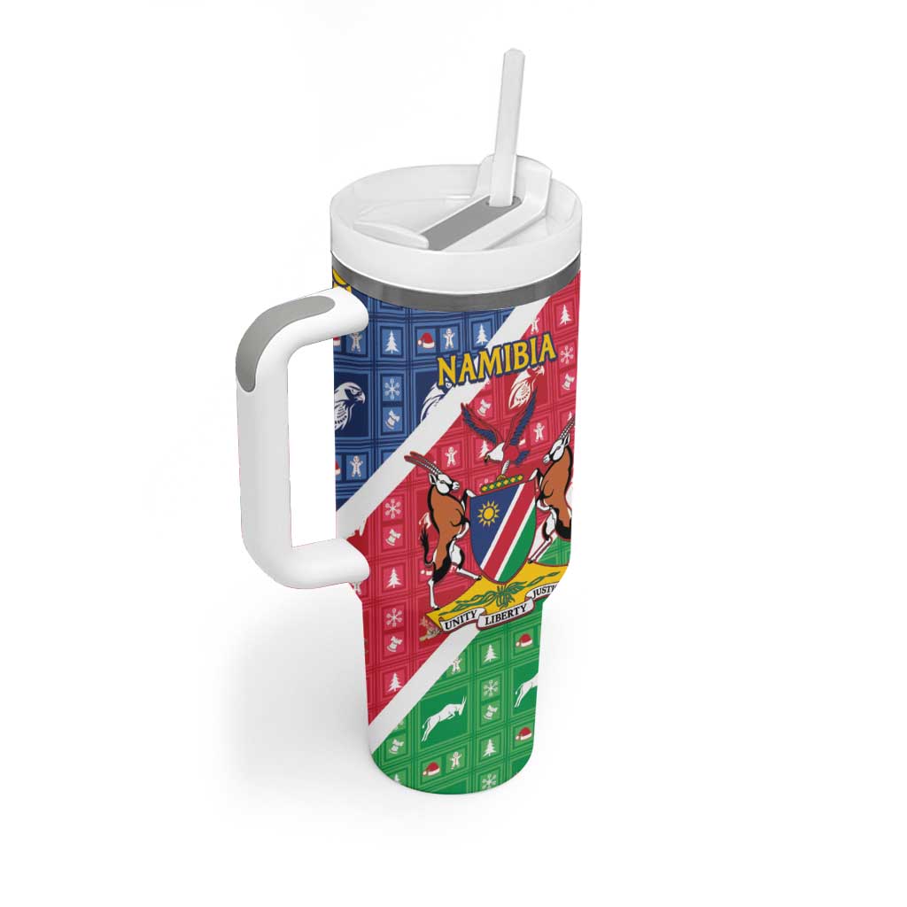 Afro Namibia Tumbler With Handle Coat Of Arms Christmas Style LT15