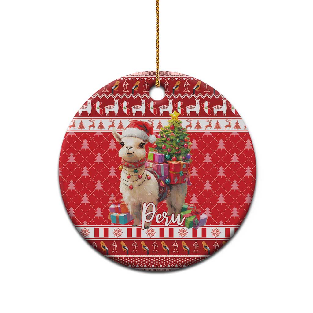 Peru Christmas Ceramic Ornament Peruvian Alpaca Feliz Navidad LT15