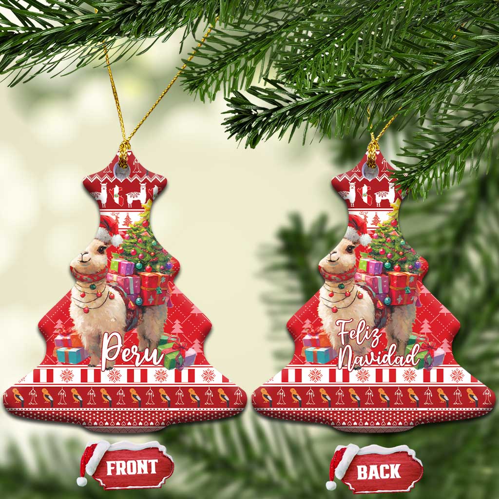 Peru Christmas Ceramic Ornament Peruvian Alpaca Feliz Navidad LT15