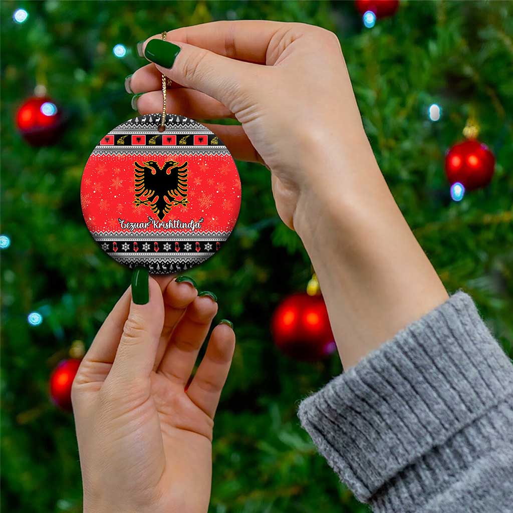 Albania Christmas Ceramic Ornament Albanian Eagle Gezuar Krishtlindja LT15