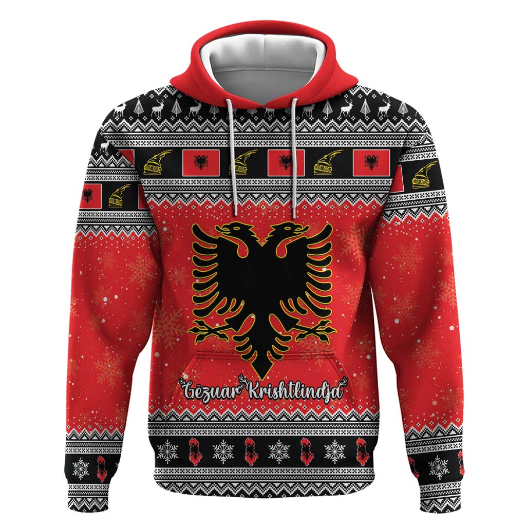 Albania Christmas Hoodie Albanian Eagle Gezuar Krishtlindja LT15