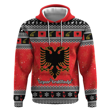 Albania Christmas Hoodie Albanian Eagle Gezuar Krishtlindja LT15